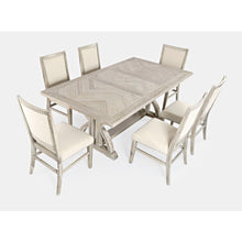 Fairview Transitional Modern Distressed 78" Seven-Piece Upholstered Dining Set