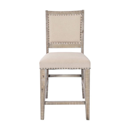 Acacia Veneer Cotton-Linen Upholstered Counter Stools Set of 2, Ash
