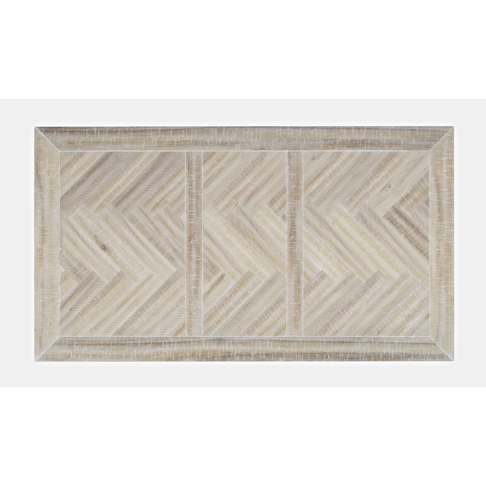 Fairview Transitional Herringbone Distressed Acacia Coffee Table