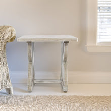 Fairview Transitional Herringbone Distressed Acacia End Table