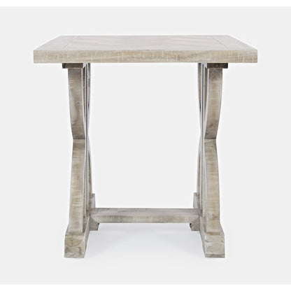 Fairview Transitional Herringbone Distressed Acacia End Table