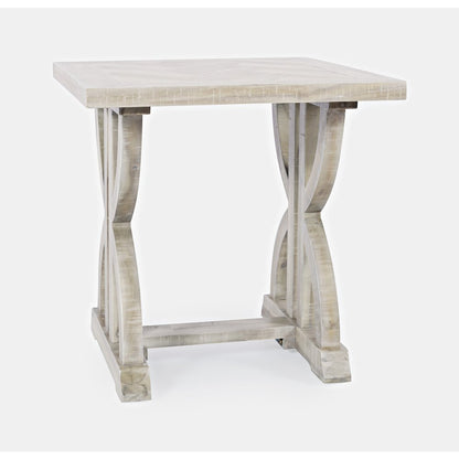 Fairview Transitional Herringbone Distressed Acacia End Table