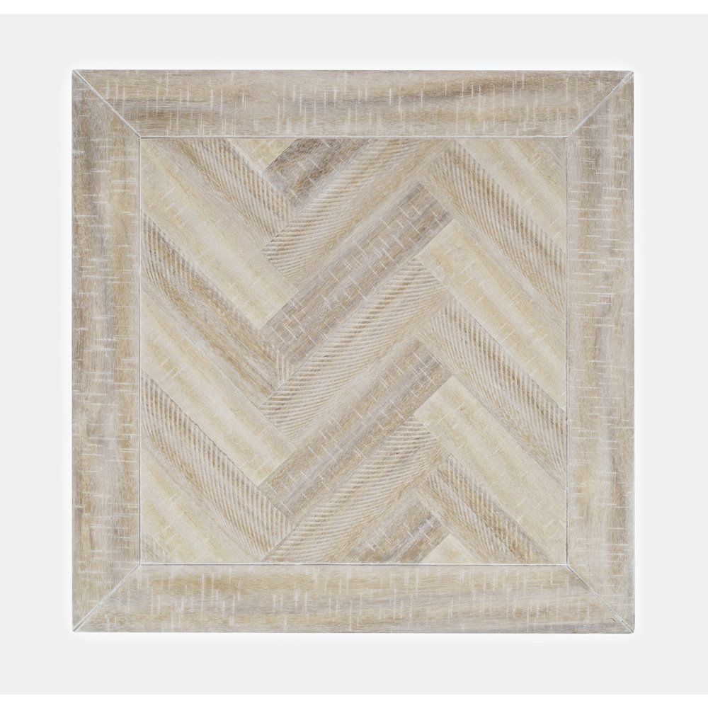 Fairview Transitional Herringbone Distressed Acacia End Table