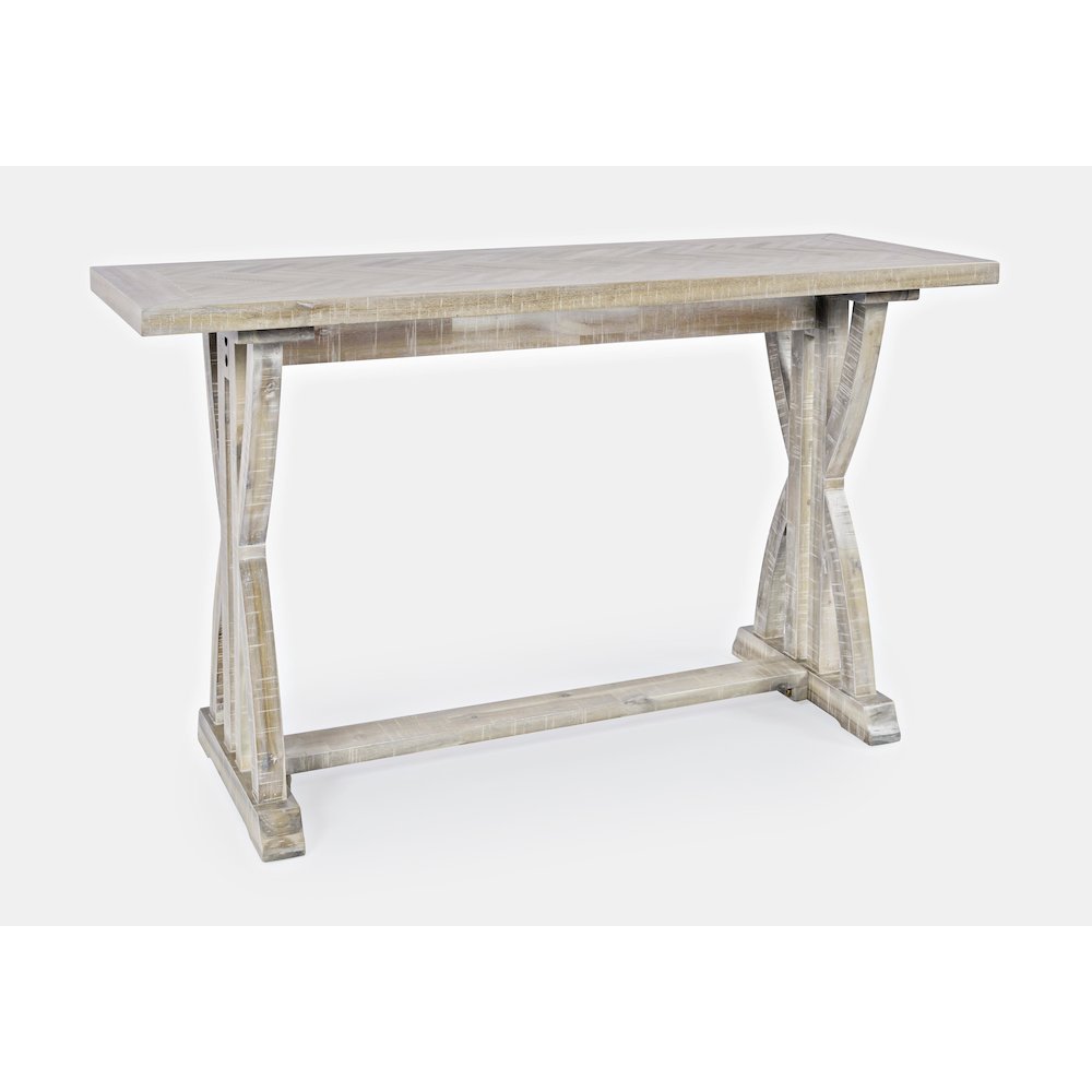Fairview Transitional Herringbone Distressed Acacia Sofa Table