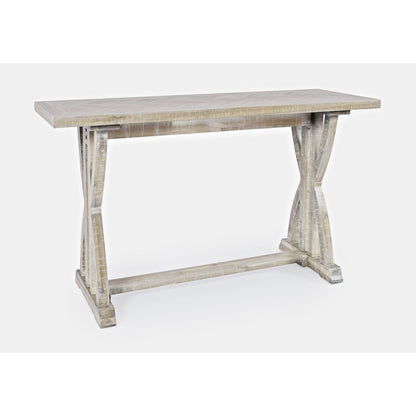 Fairview Transitional Herringbone Distressed Acacia Sofa Table