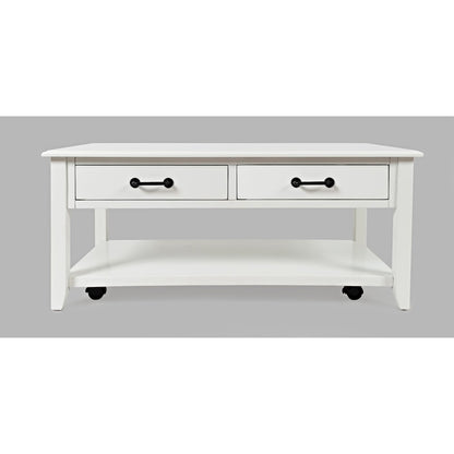 North Fork Acacia 2 Drawer Coffee Table with Casters
