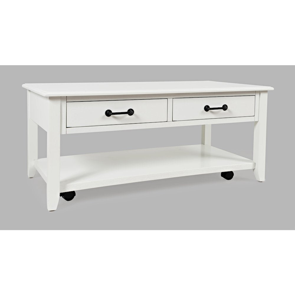 North Fork Acacia 2 Drawer Coffee Table with Casters