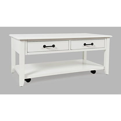 North Fork Acacia 2 Drawer Coffee Table with Casters