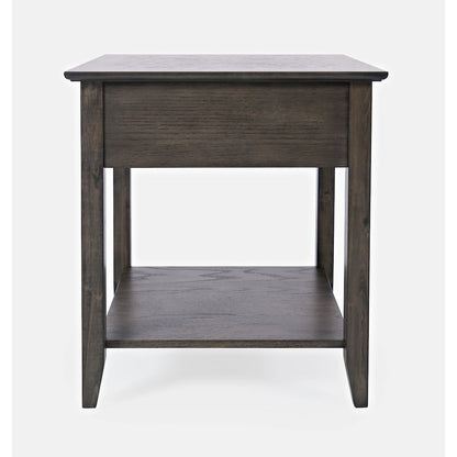 Modern Espresso Traditional End Table with Drawer and Shelf