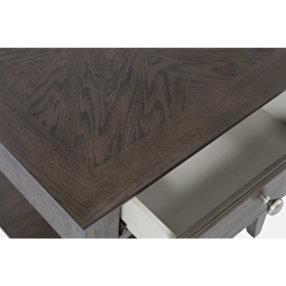 Modern Espresso Traditional End Table with Drawer and Shelf