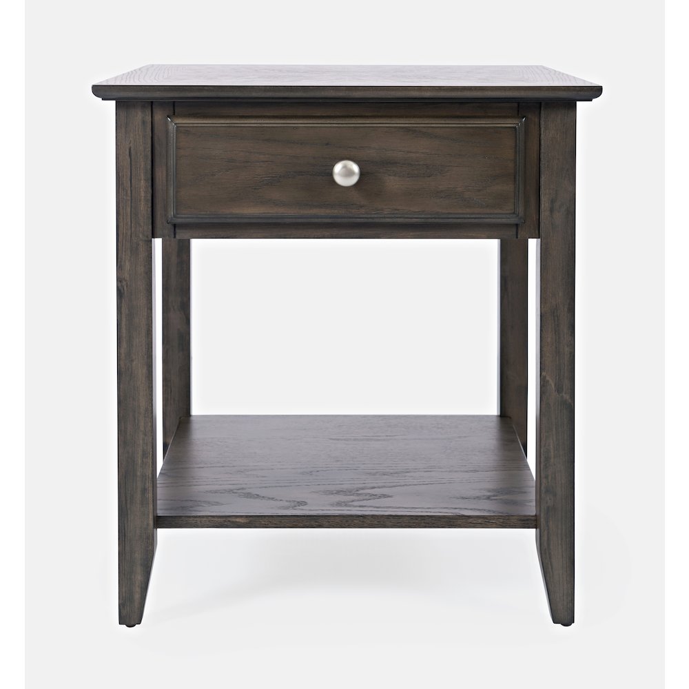 Modern Espresso Traditional End Table with Drawer and Shelf