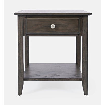 Modern Espresso Traditional End Table with Drawer and Shelf