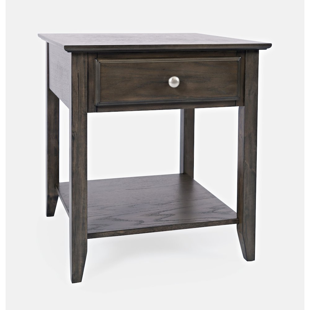 Modern Espresso Traditional End Table with Drawer and Shelf