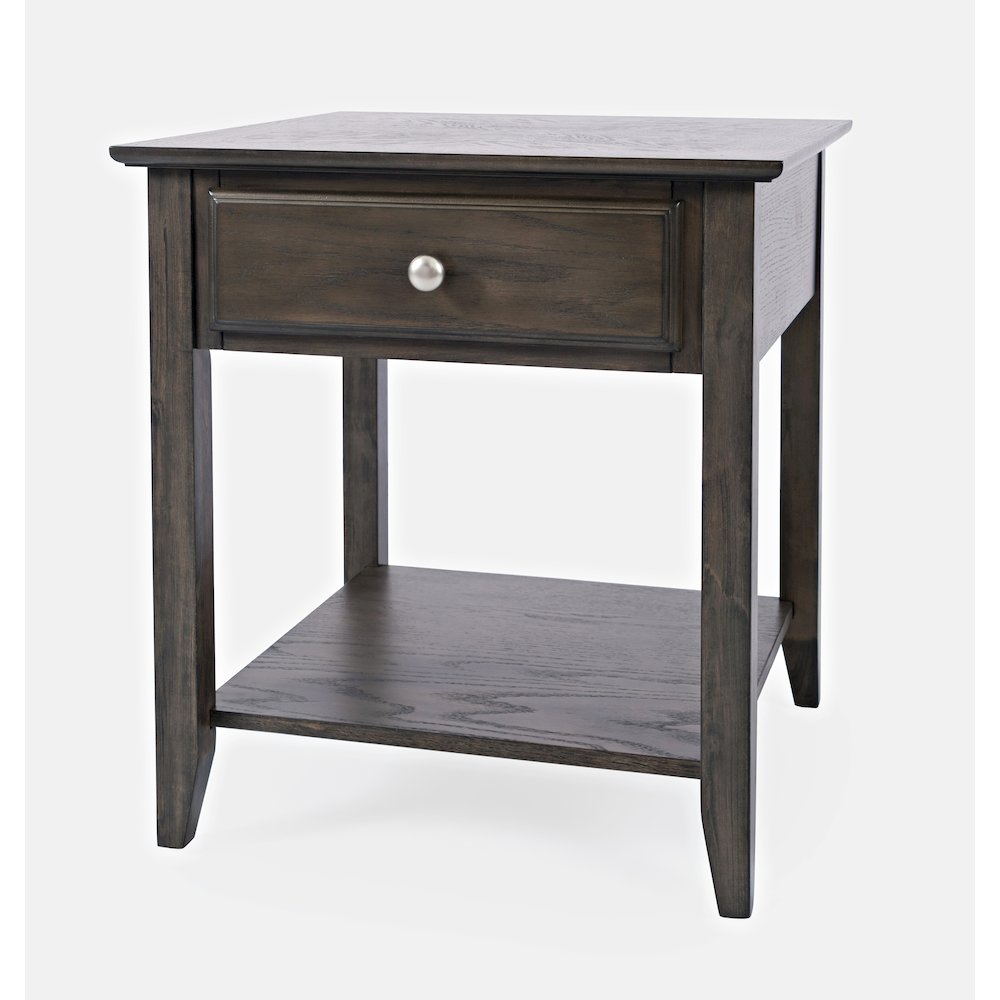 Modern Espresso Traditional End Table with Drawer and Shelf