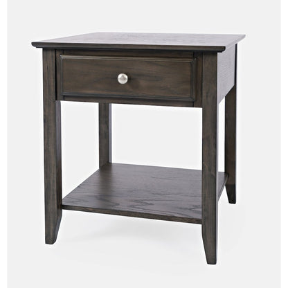 Modern Espresso Traditional End Table with Drawer and Shelf