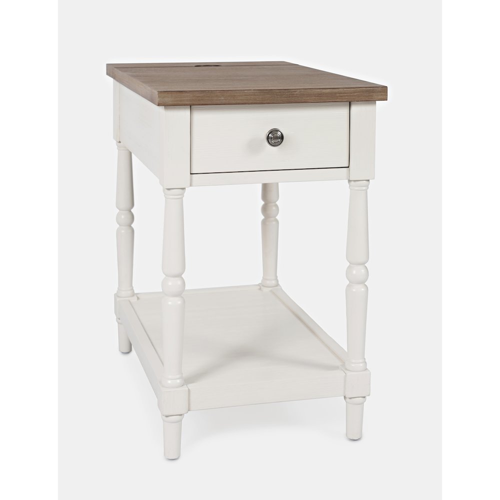 Grafton Farms Country Farmhouse USB Charging Chair Side Table