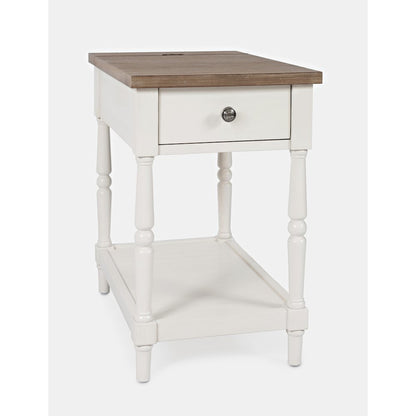 Grafton Farms Country Farmhouse USB Charging Chair Side Table