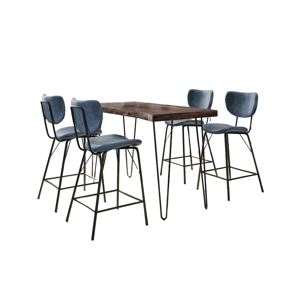 Solid Acacia Five Piece Counter Height Dining Set