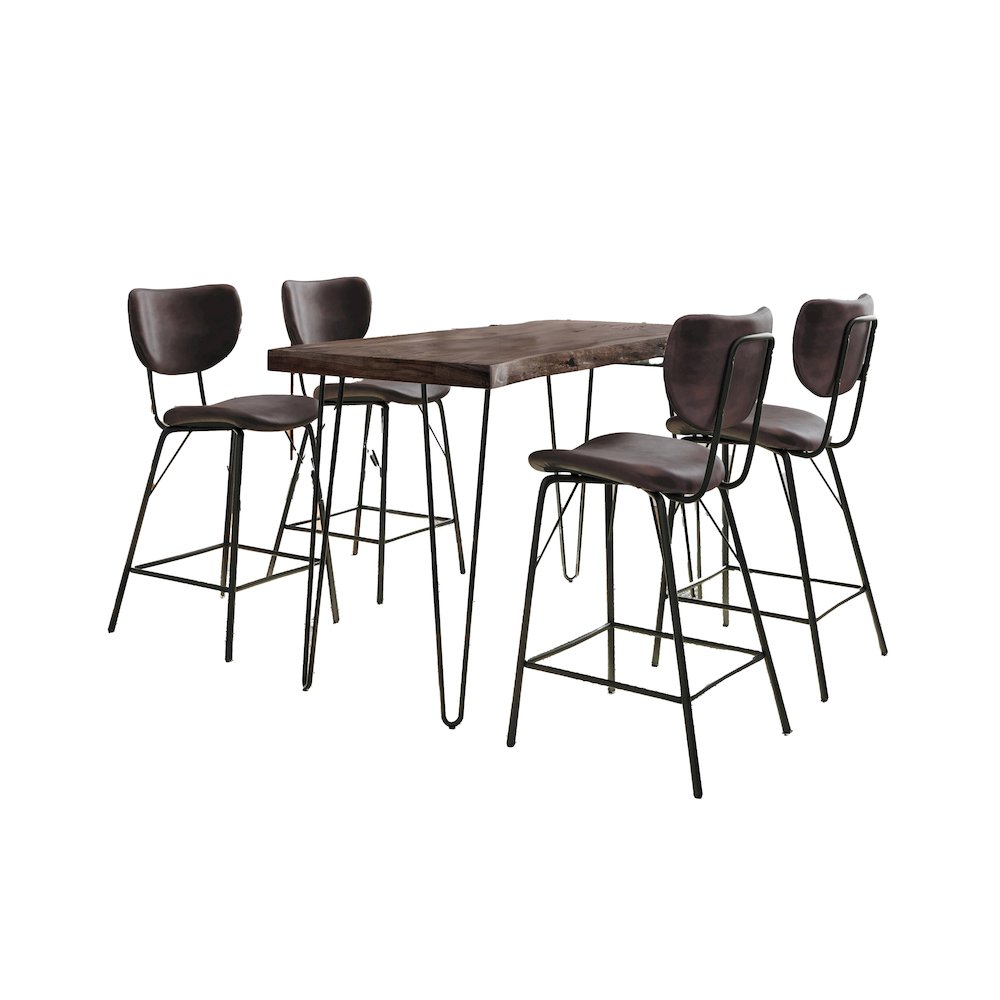 Solid Acacia Five Piece Counter Height Dining Set