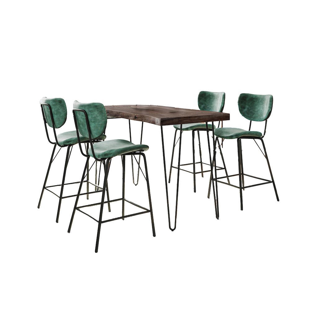 Solid Acacia Five Piece Counter Height Dining Set