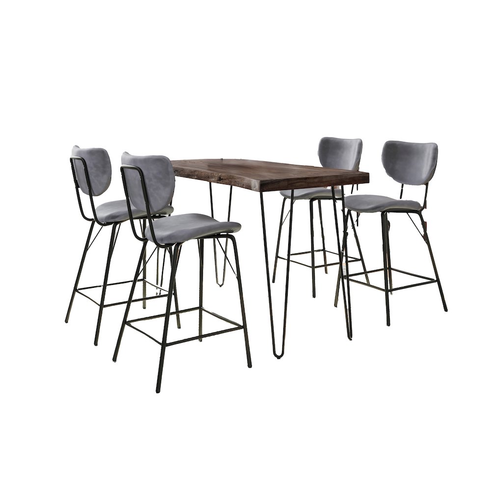 Solid Acacia Five Piece Counter Height Dining Set