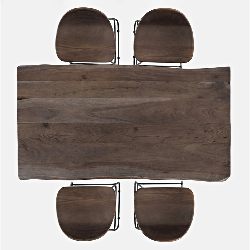 Solid Acacia 52" Five-Piece Counter Height Dining Set with Backless Barstools