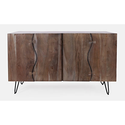 Nature's Edge Solid Acacia 54-Inch Modern Server Storage Cabinet