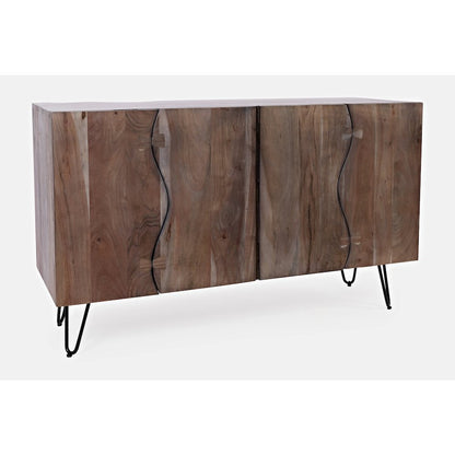 Nature's Edge Solid Acacia 54-Inch Modern Server Storage Cabinet
