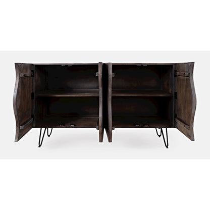 Nature's Edge Solid Acacia 54-Inch Modern Server Storage Cabinet