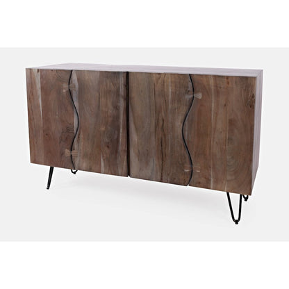 Nature's Edge Solid Acacia 54-Inch Modern Server Storage Cabinet