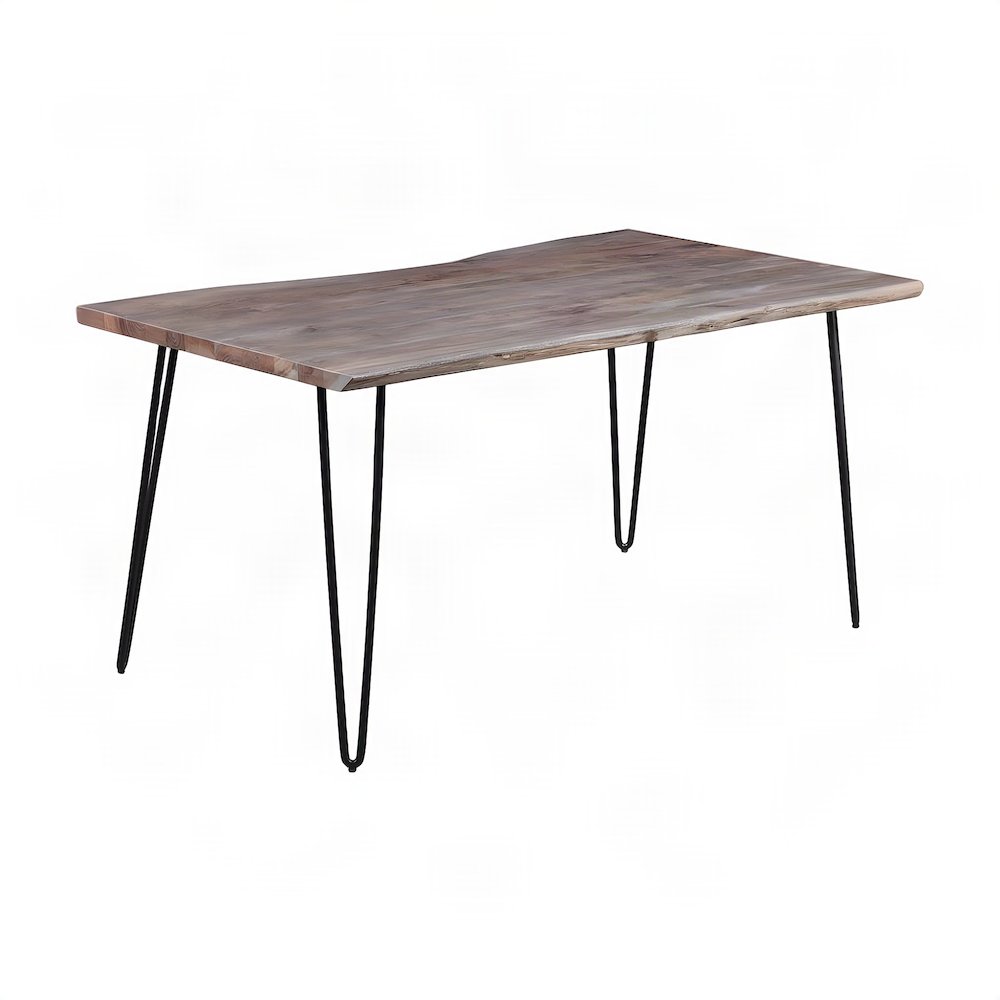 Solid Acacia Wood Modern Live Edge Rectangular Dining and Kitchen Table, Slate