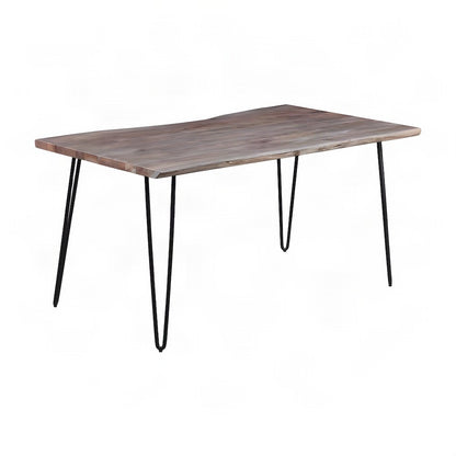 Solid Acacia Wood Modern Live Edge Rectangular Dining and Kitchen Table, Slate