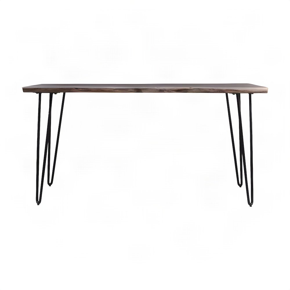 Solid Acacia Wood Modern Live Edge Rectangular Dining and Kitchen Table, Slate
