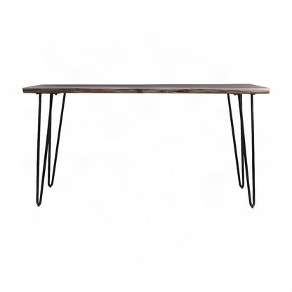 Solid Acacia Wood Modern Live Edge Rectangular Dining and Kitchen Table, Slate