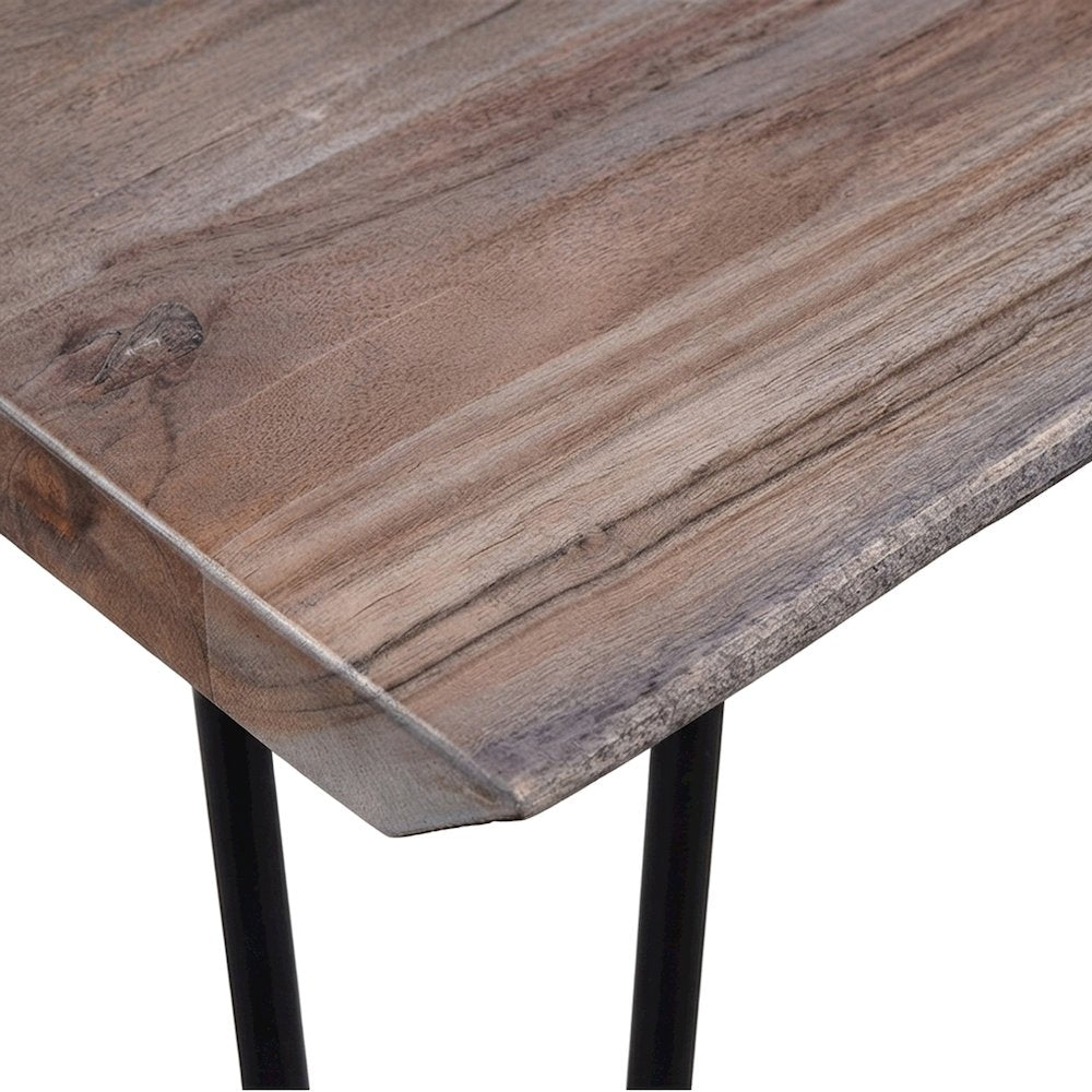 Solid Acacia Wood Modern Live Edge Rectangular Dining and Kitchen Table, Slate