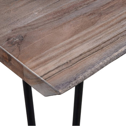 Solid Acacia Wood Modern Live Edge Rectangular Dining and Kitchen Table, Slate