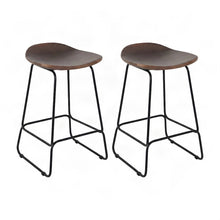 Solid Acacia Wood Backless Counter Height Bar Stools, Set of 2, Slate