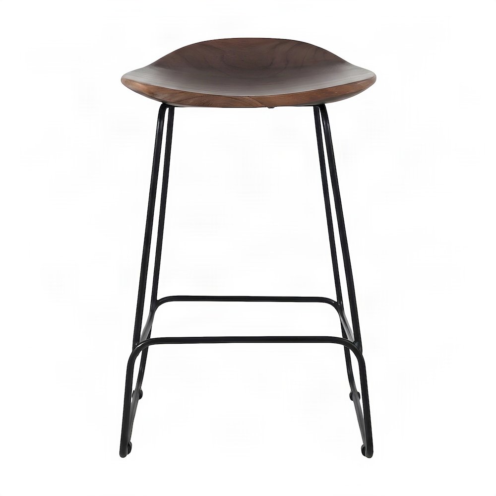 Solid Acacia Wood Backless Counter Height Bar Stools, Set of 2, Slate