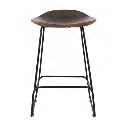 Solid Acacia Wood Backless Counter Height Bar Stools, Set of 2, Slate