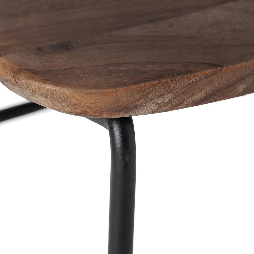 Solid Acacia Wood Backless Counter Height Bar Stools, Set of 2, Slate