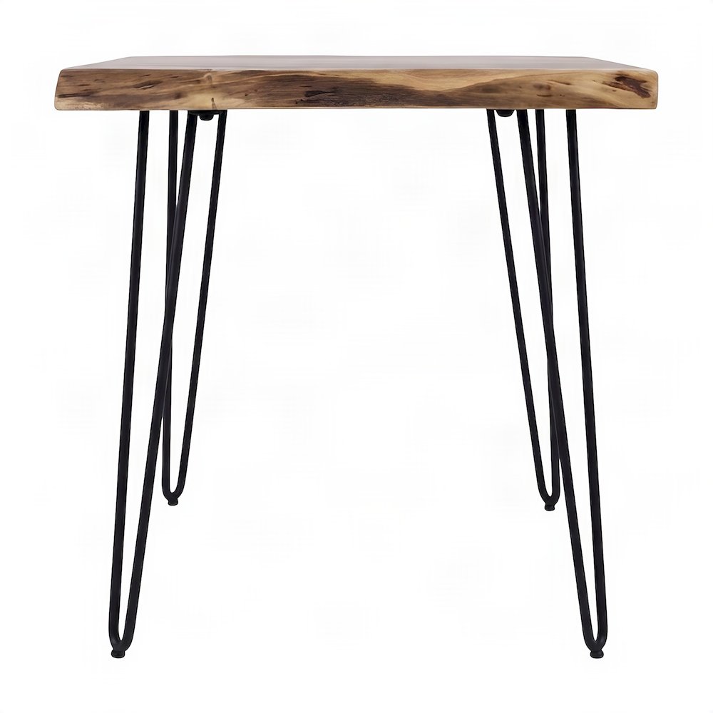 Solid Acacia Wood Square Side Table with Iron Legs, End Table, Natural