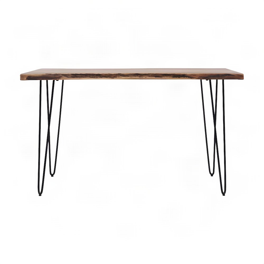Solid Acacia Iron-Leg Sofa Table and Narrow Entryway Console, Natural