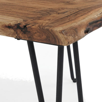 Solid Acacia Iron-Leg Sofa Table and Narrow Entryway Console, Natural