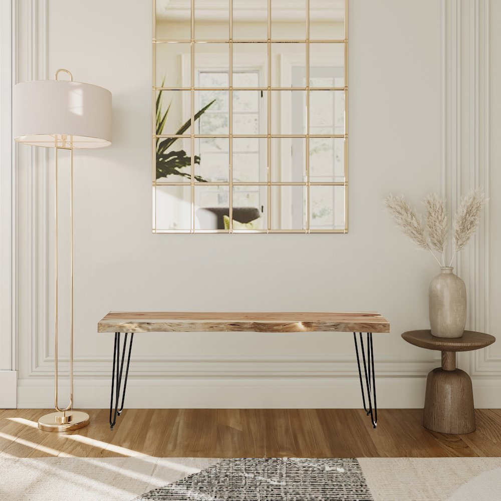 Nature's Edge 48'' Modern Solid Wood Live Edge Bench