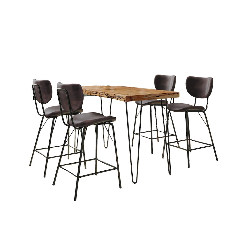 Solid Acacia Five Piece Counter Height Dining Set