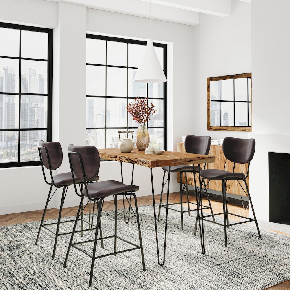 Solid Acacia Five Piece Counter Height Dining Set