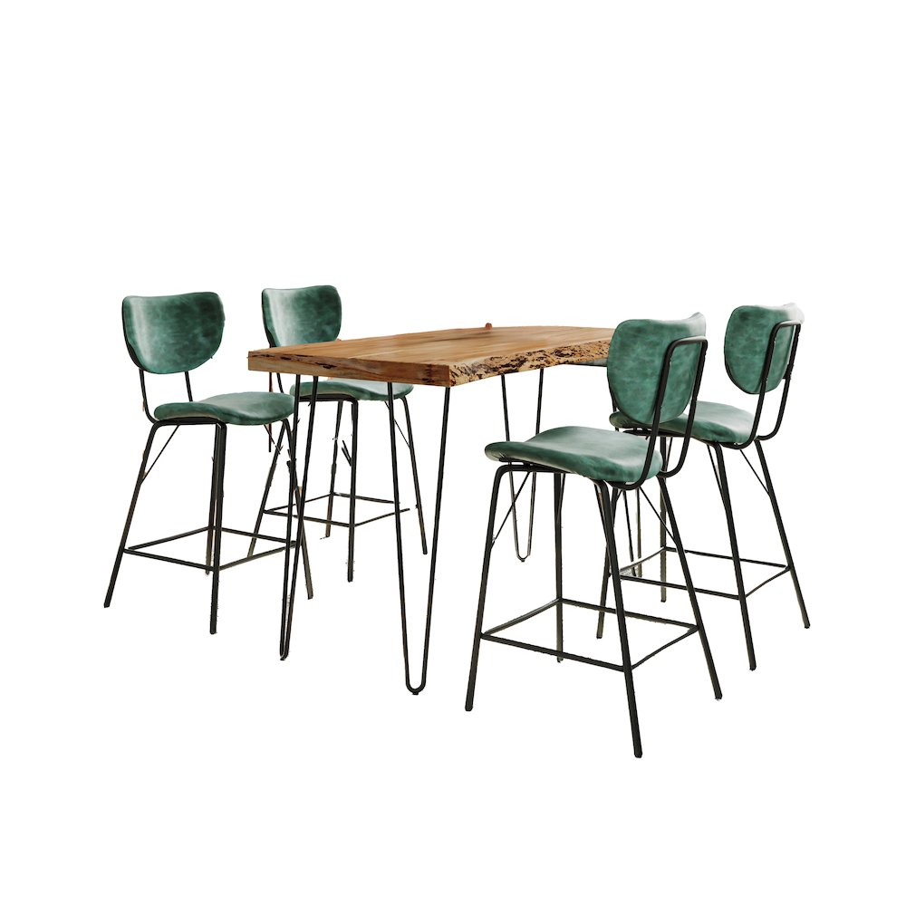 Solid Acacia Five Piece Counter Height Dining Set