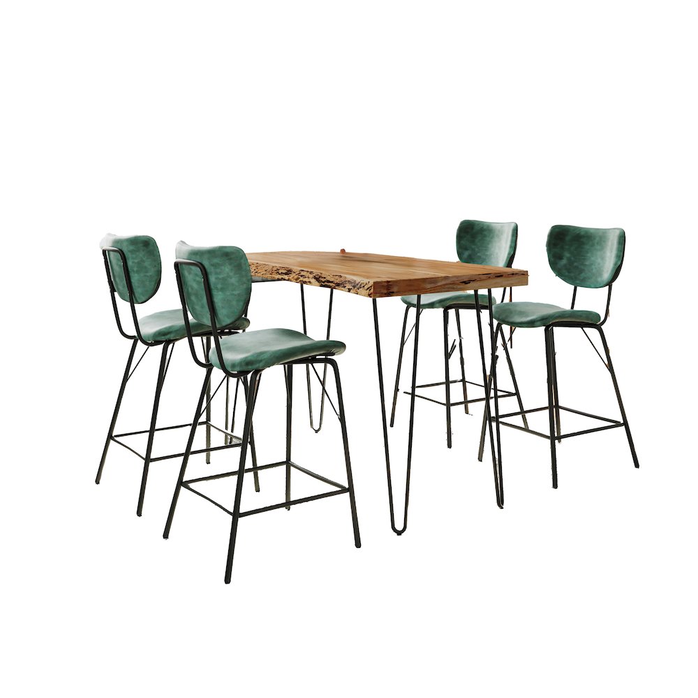 Solid Acacia Five Piece Counter Height Dining Set