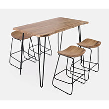 Solid Acacia 52" Five-Piece Counter Height Dining Set with Backless Barstools
