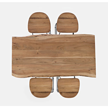 Solid Acacia 52" Five-Piece Counter Height Dining Set with Backless Barstools